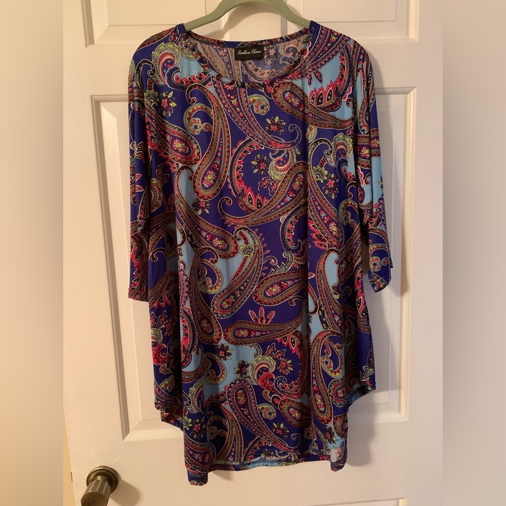 Print tunic with 3/4 sleeve